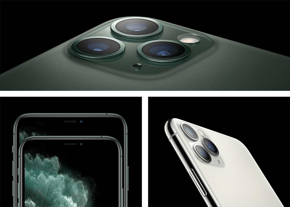 Three perspectives of the iPhone 11 Pro