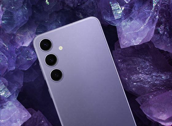 Galaxy S24 Plus in Cobalt Violet seen from the rear.