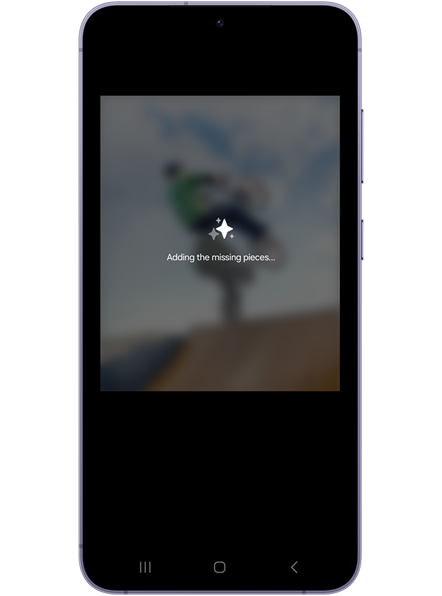 object recomposition video. A photo is edited in the Gallery app. An edit button is tapped and the subject is selected. They are resized and moved to another location in the picture. Then, missing areas are filled in.