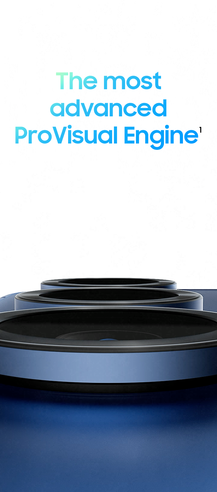 Galaxy S25 plus's camera lenses are seen coming into view and the full device rotates to show its rear view. Another device is seen behind from the main screen to show the front camera.
