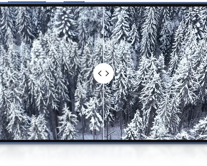 A before and after comparison on the display of Galaxy device depicts ProScaler effects. ProScaler delivers more detailed graphics.