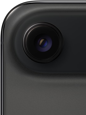 iPhone Air, back exterior, Space Black colour, top rounded corner, single-lens Fusion camera system