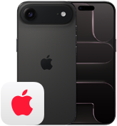 iPhone Air, front and back exterior, Space Black colour, AppleCare+ logo