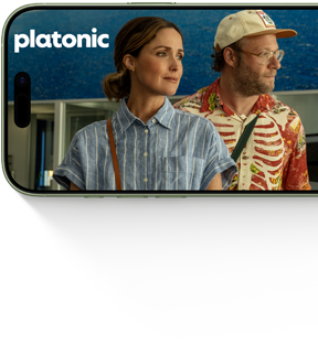 iPhone 17, exterior front, showing the Apple TV+ series Platonic
